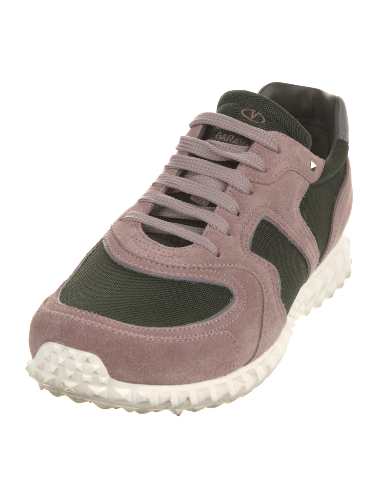 Valentino Rockstud Accents Suede Athletic Sneakers