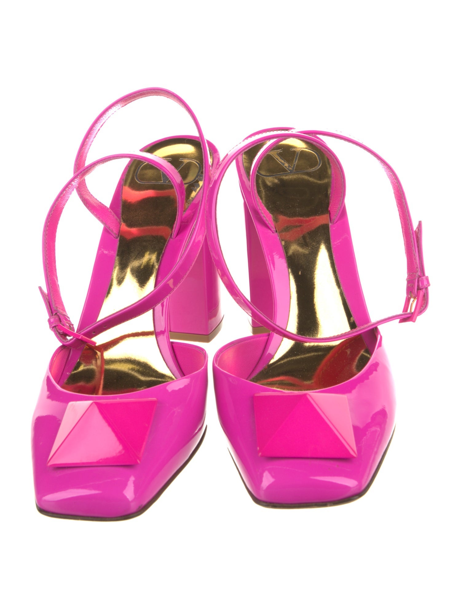 Valentino Rockstud Accents Patent Leather Slingback Pumps