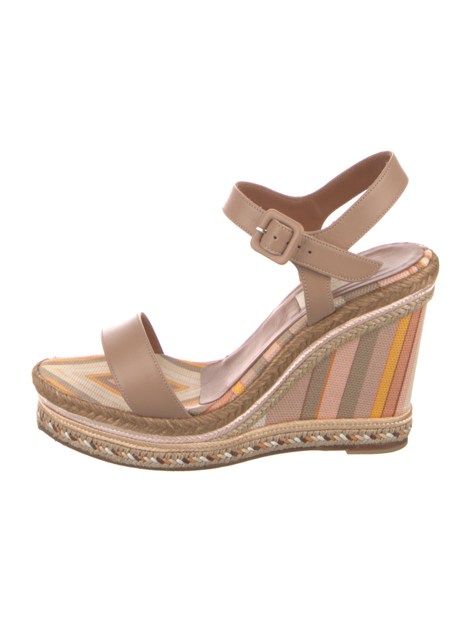 Valentino Leather Striped Espadrilles