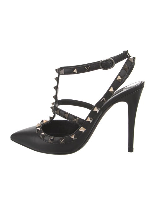 Valentino Rockstud Accents Leather T-Strap Pumps