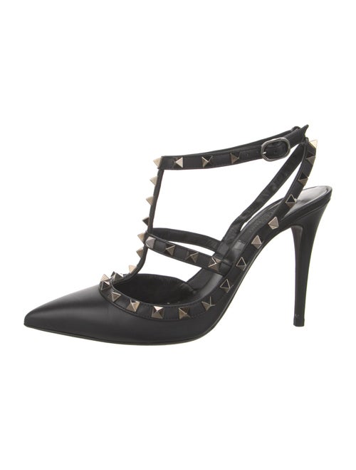 Valentino Rockstud Accents Leather T-Strap Pumps