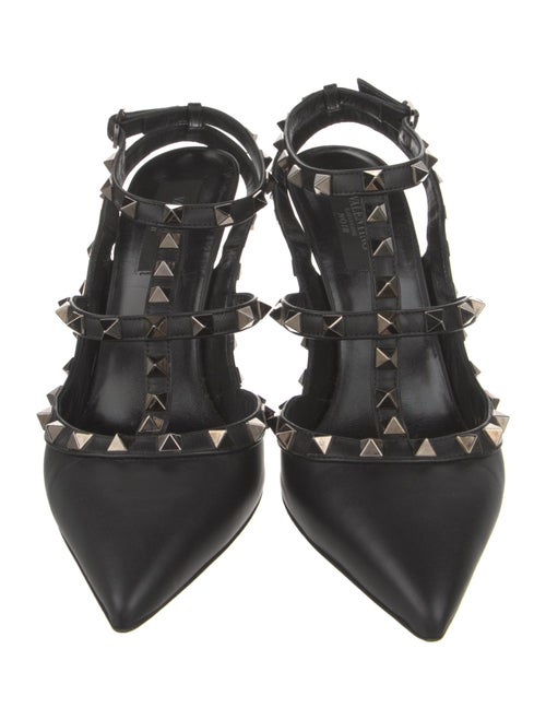 Valentino Rockstud Accents Leather T-Strap Pumps