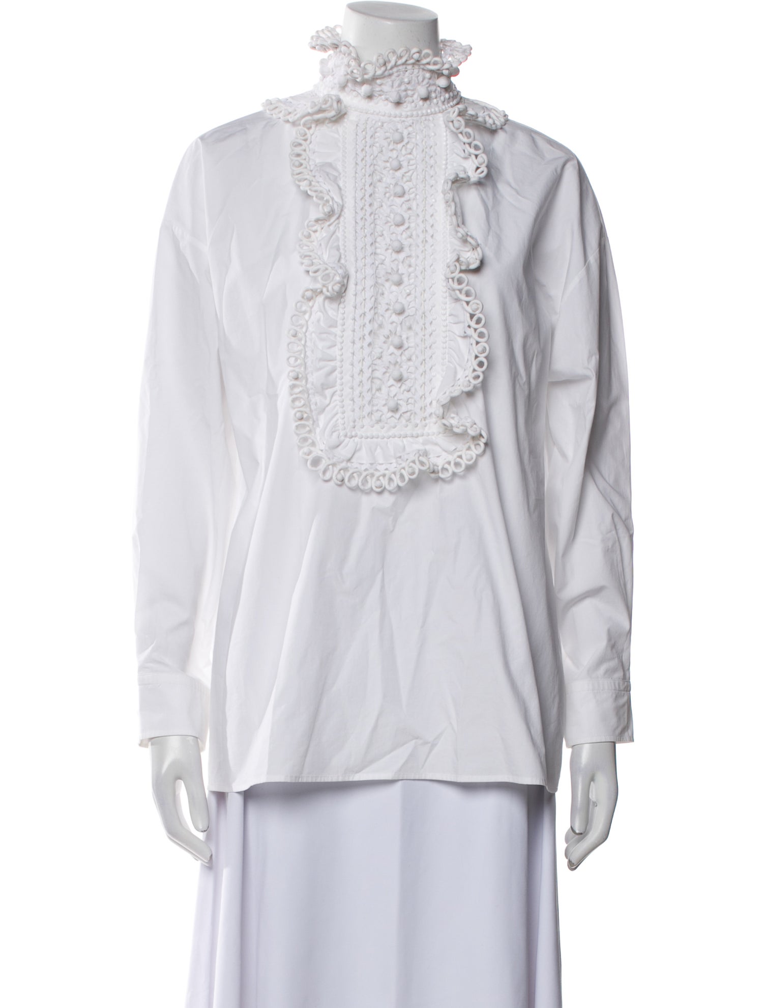 Valentino Mock Neck Long Sleeve Blouse