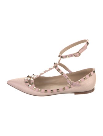 Valentino Rockstud Accents Leather Ballet Flats