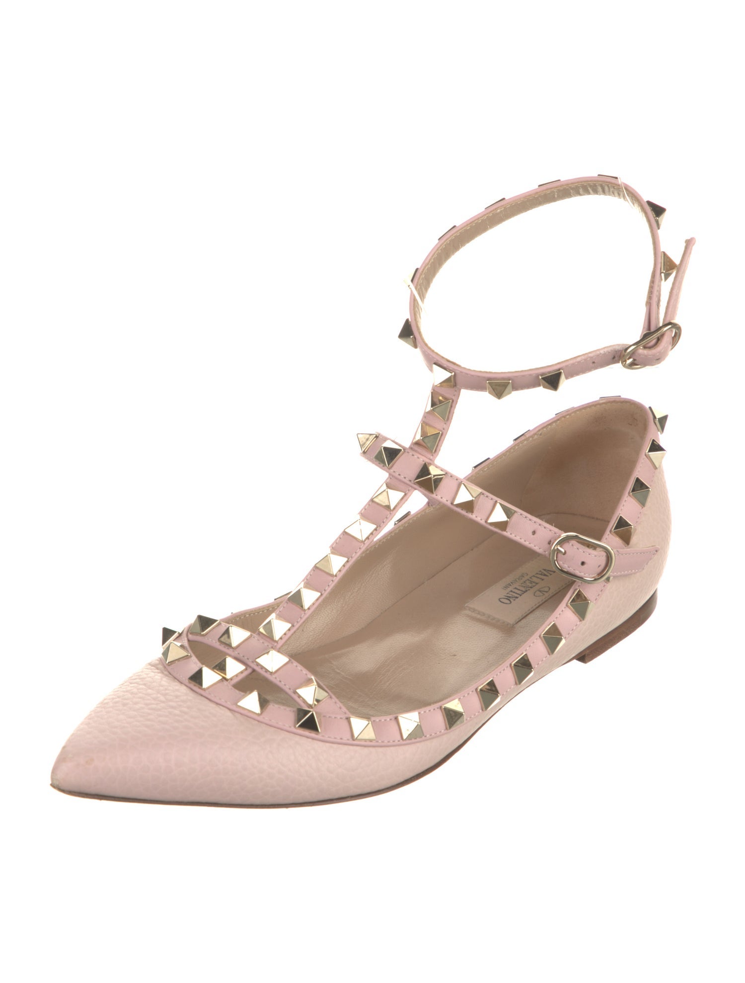 Valentino Rockstud Accents Leather Ballet Flats