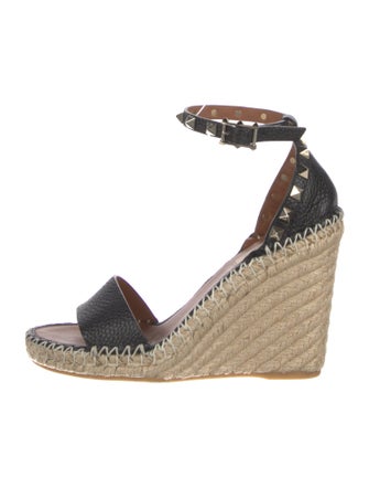 Valentino Rockstud Accents Leather Espadrilles