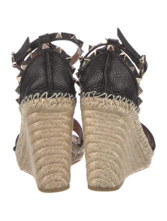 Valentino Rockstud Accents Leather Espadrilles