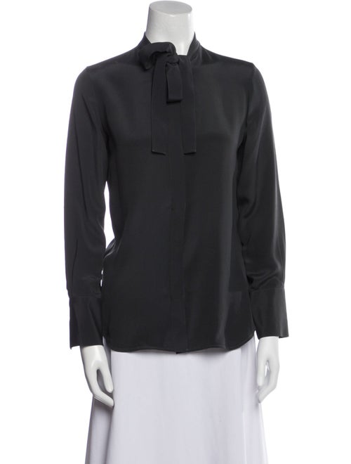 Valentino Silk Long Sleeve Button-Up Top