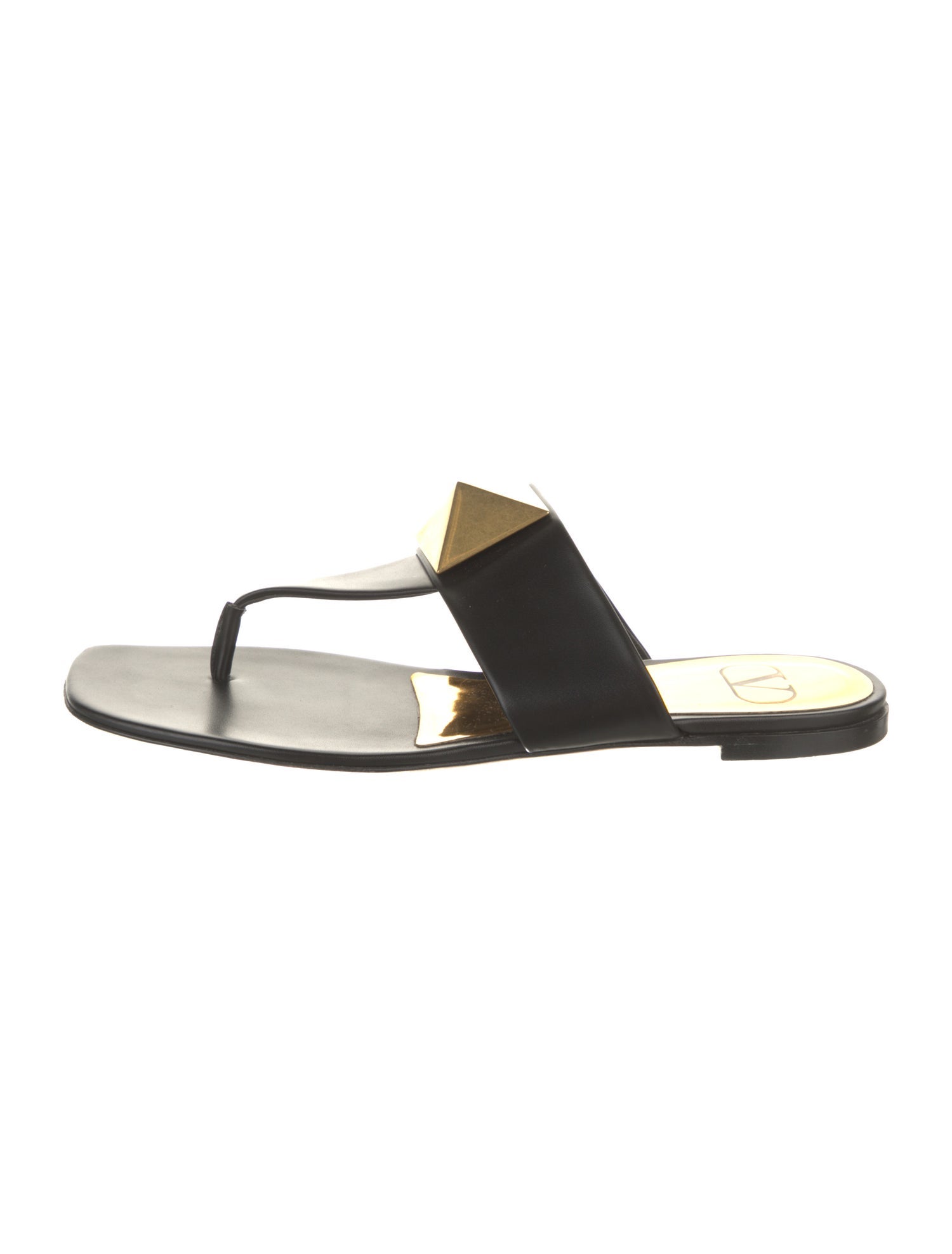 Valentino Rockstud Accents Leather Slides