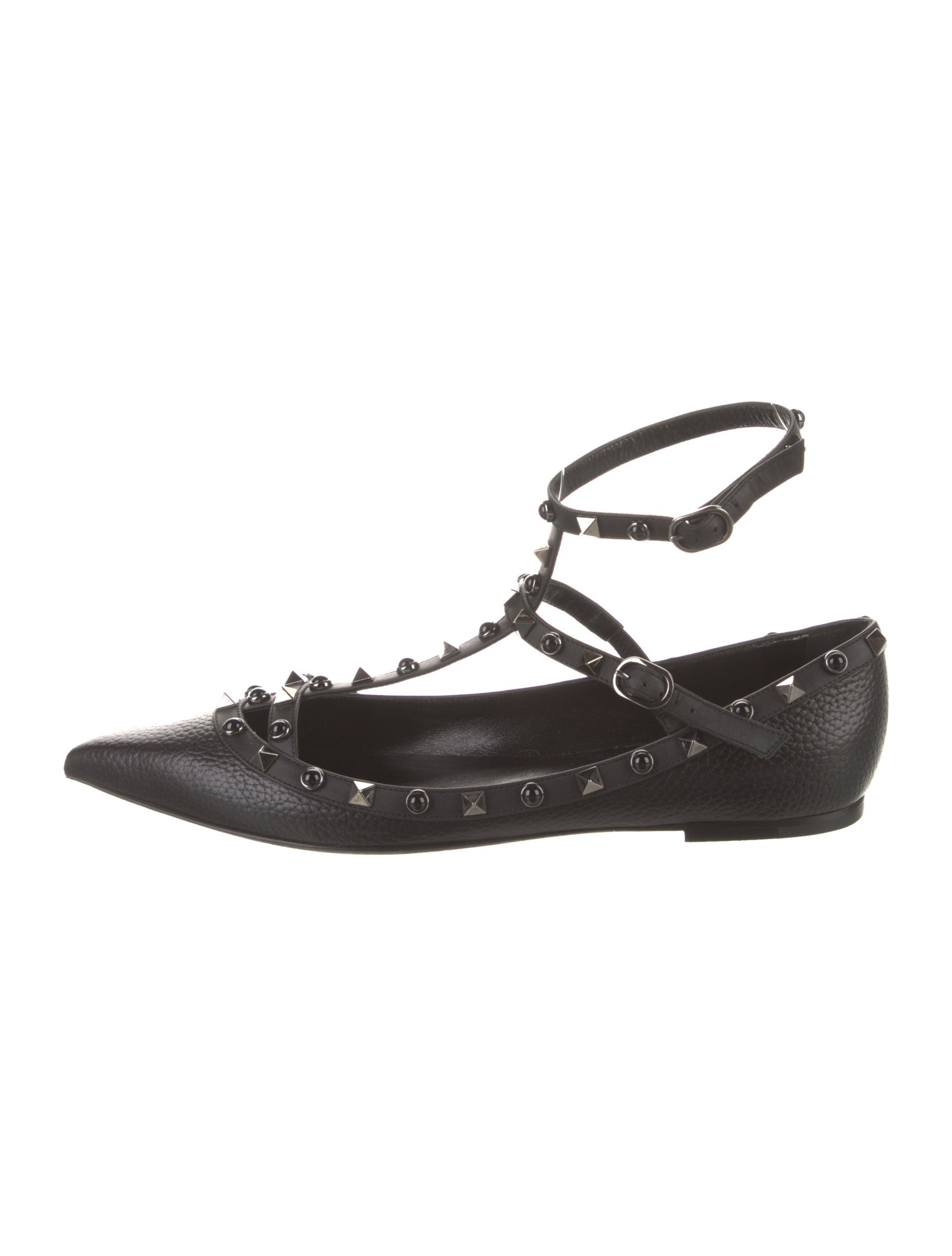 Valentino Rockstud Accents Leather Ballet Flats