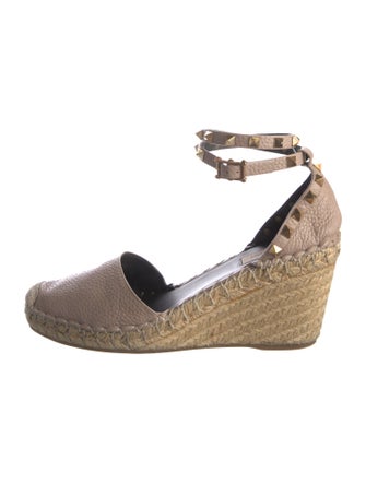 Valentino Rockstud Accents Leather Espadrilles