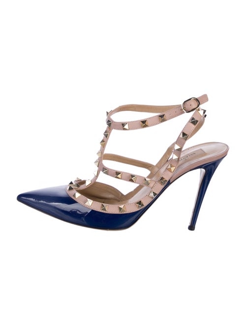 Valentino Rockstud Accents Patent Leather T-Strap Pumps
