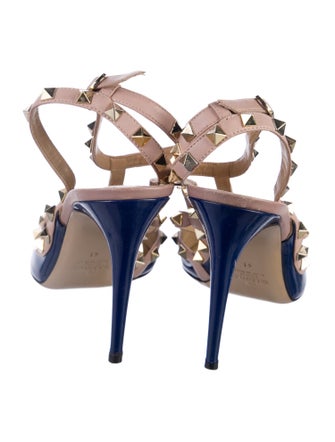 Valentino Rockstud Accents Patent Leather T-Strap Pumps