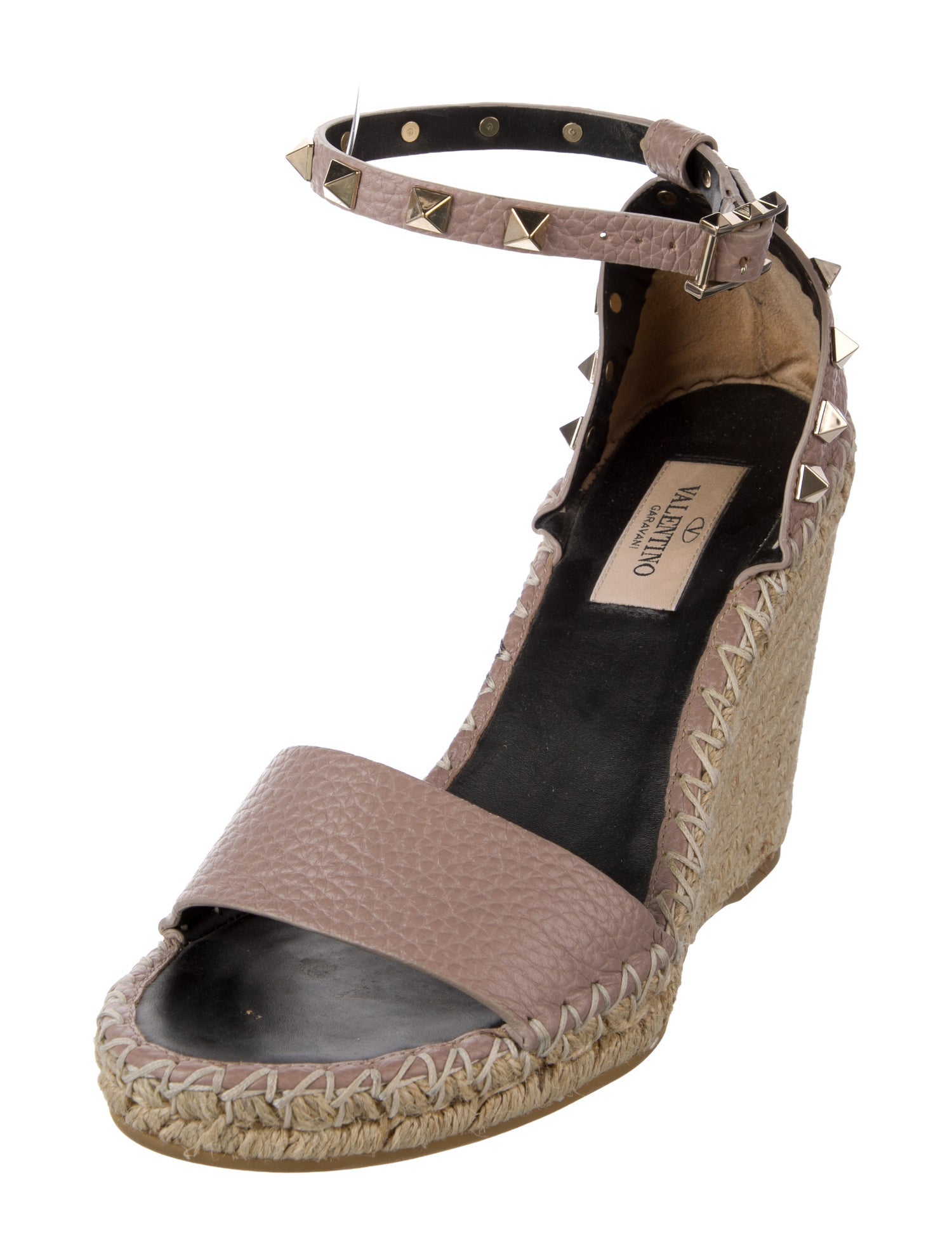 Valentino Rockstud Accents Leather Espadrilles