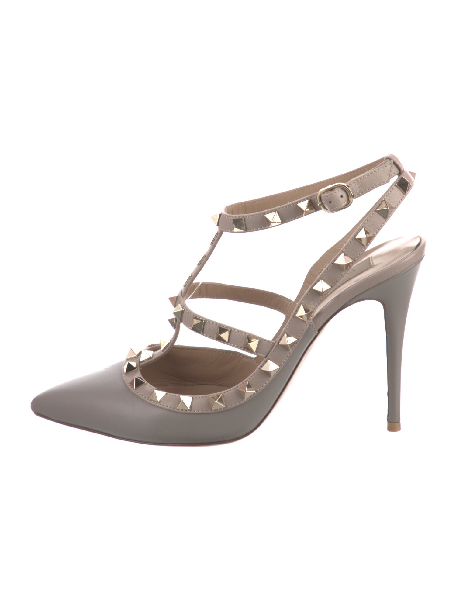 Valentino Rockstud Accents Leather T-Strap Pumps