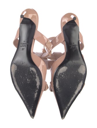 Valentino Rockstud Accents Patent Leather T-Strap Pumps