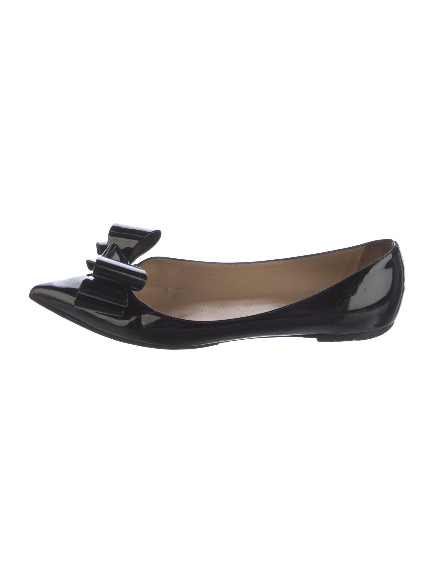 Valentino Patent Leather Bow Accents Ballet Flats