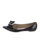 Valentino Patent Leather Bow Accents Ballet Flats
