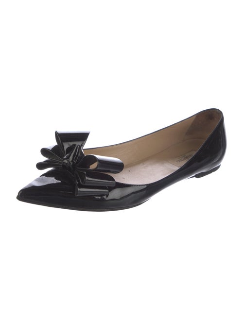 Valentino Patent Leather Bow Accents Ballet Flats