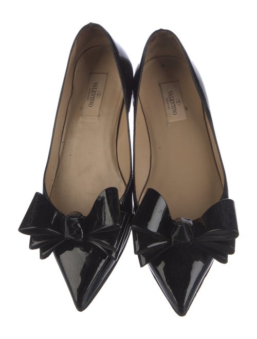 Valentino Patent Leather Bow Accents Ballet Flats