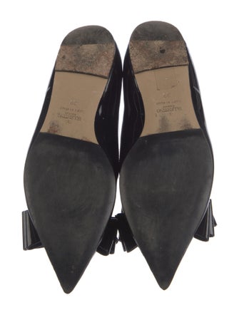 Valentino Patent Leather Bow Accents Ballet Flats