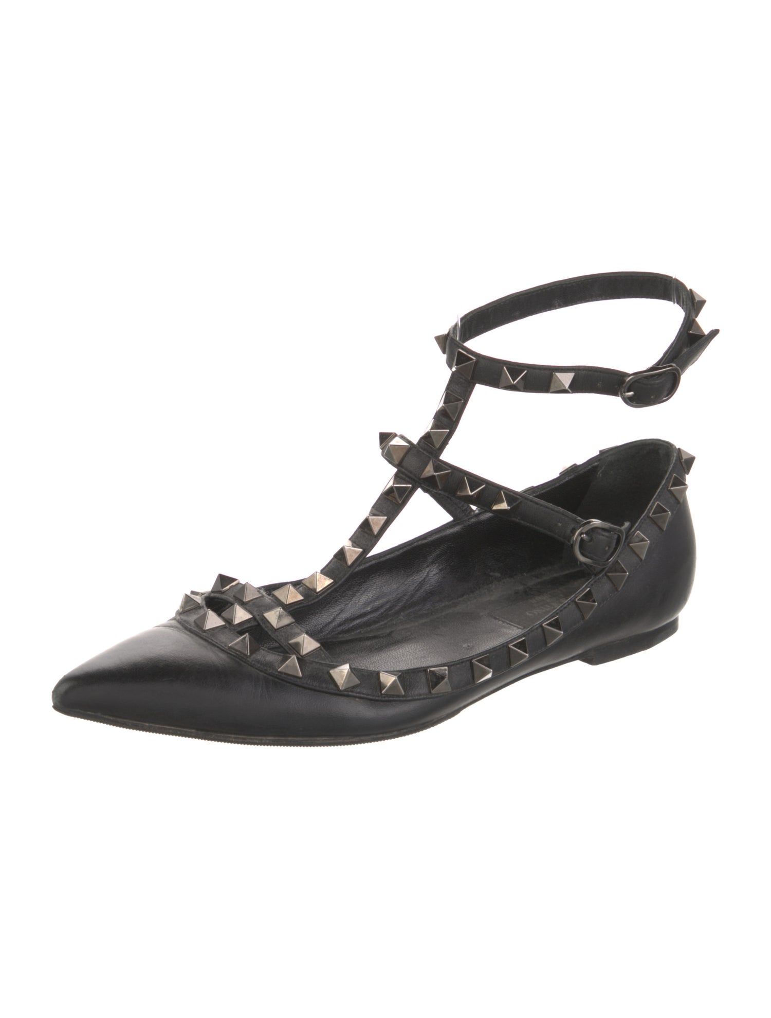 Valentino Rockstud Accents Leather Ballet Flats