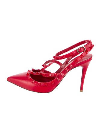 Valentino Rockstud Accents Leather Slingback Pumps