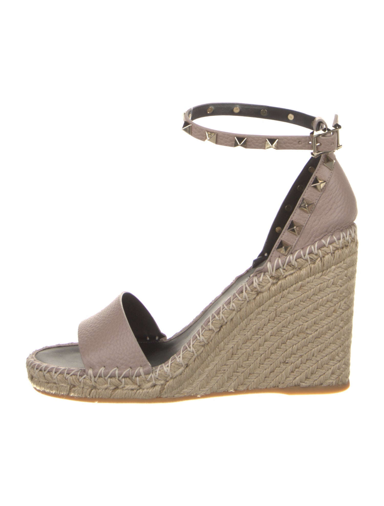 Valentino Leather Studded Accents Espadrilles