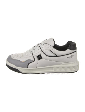 Valentino Leather Colorblock Pattern Sneakers