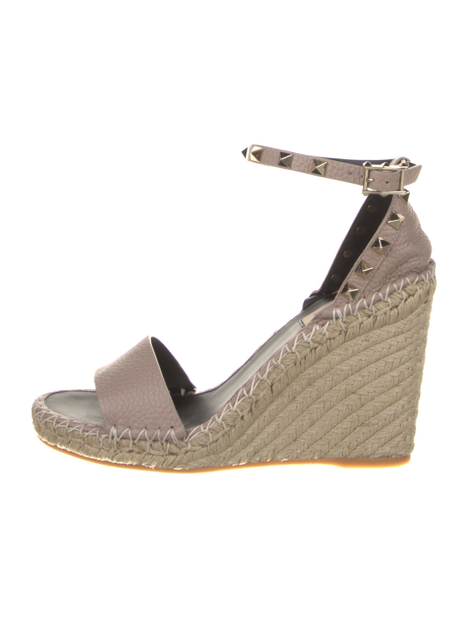 Valentino Leather Studded Accents Espadrilles