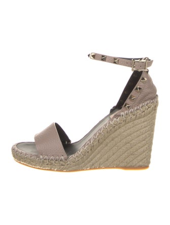 Valentino Leather Studded Accents Espadrilles