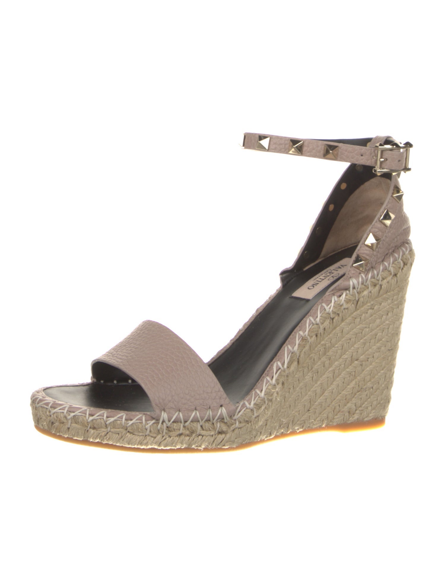 Valentino Leather Studded Accents Espadrilles