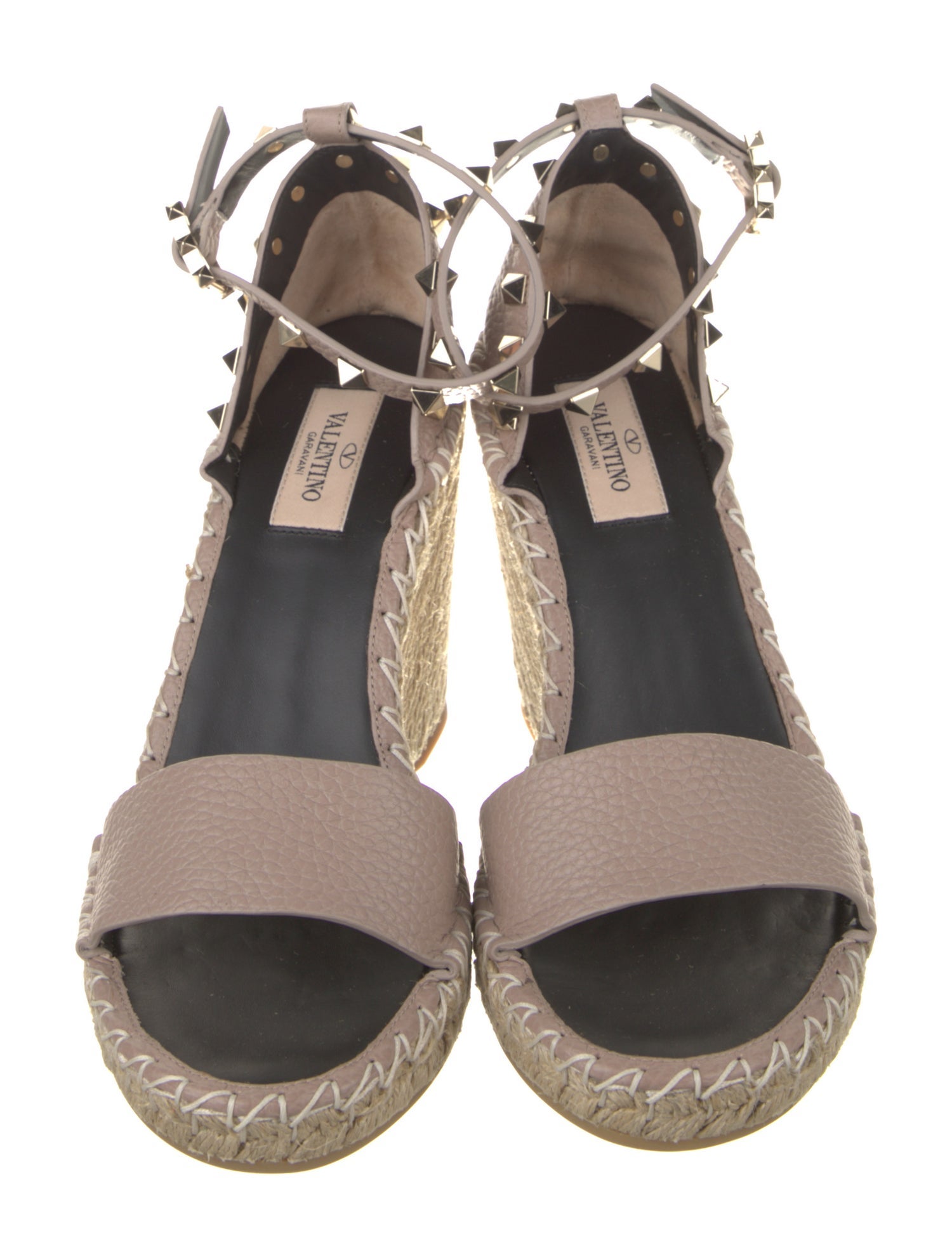 Valentino Leather Studded Accents Espadrilles