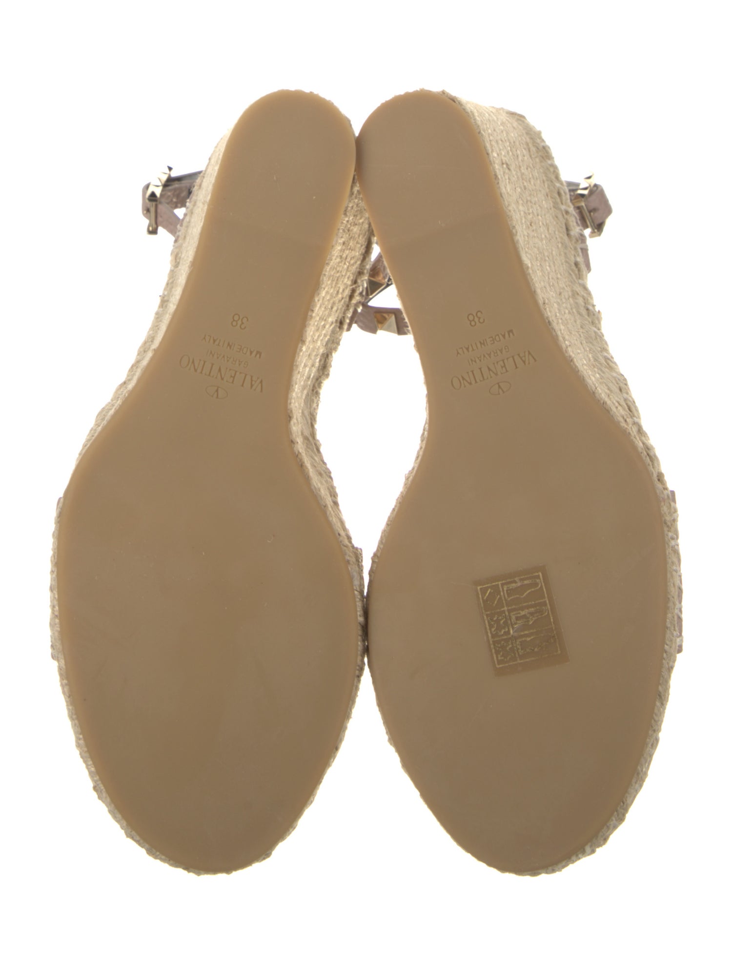 Valentino Leather Studded Accents Espadrilles