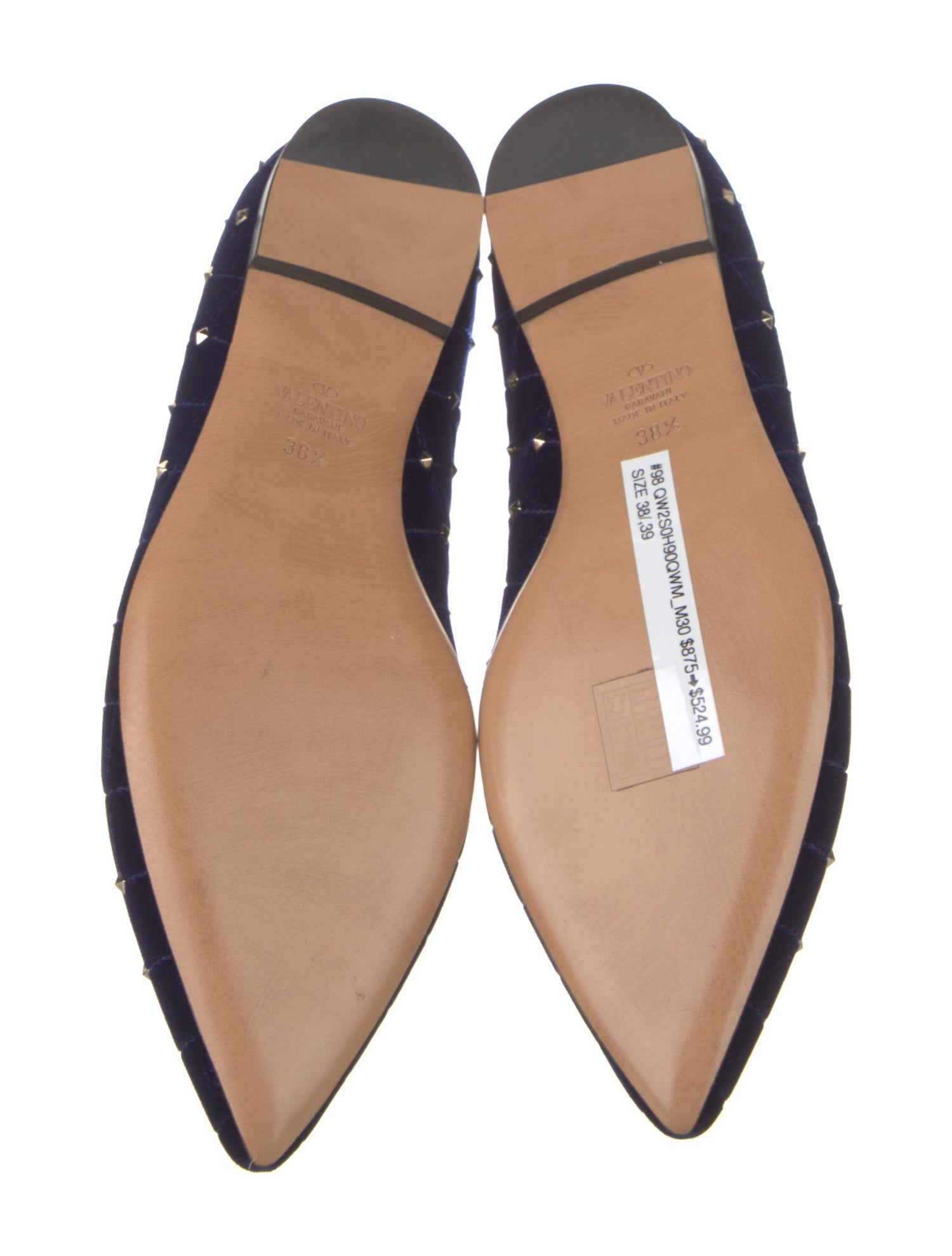 Valentino Velvet Studded Accents Flats