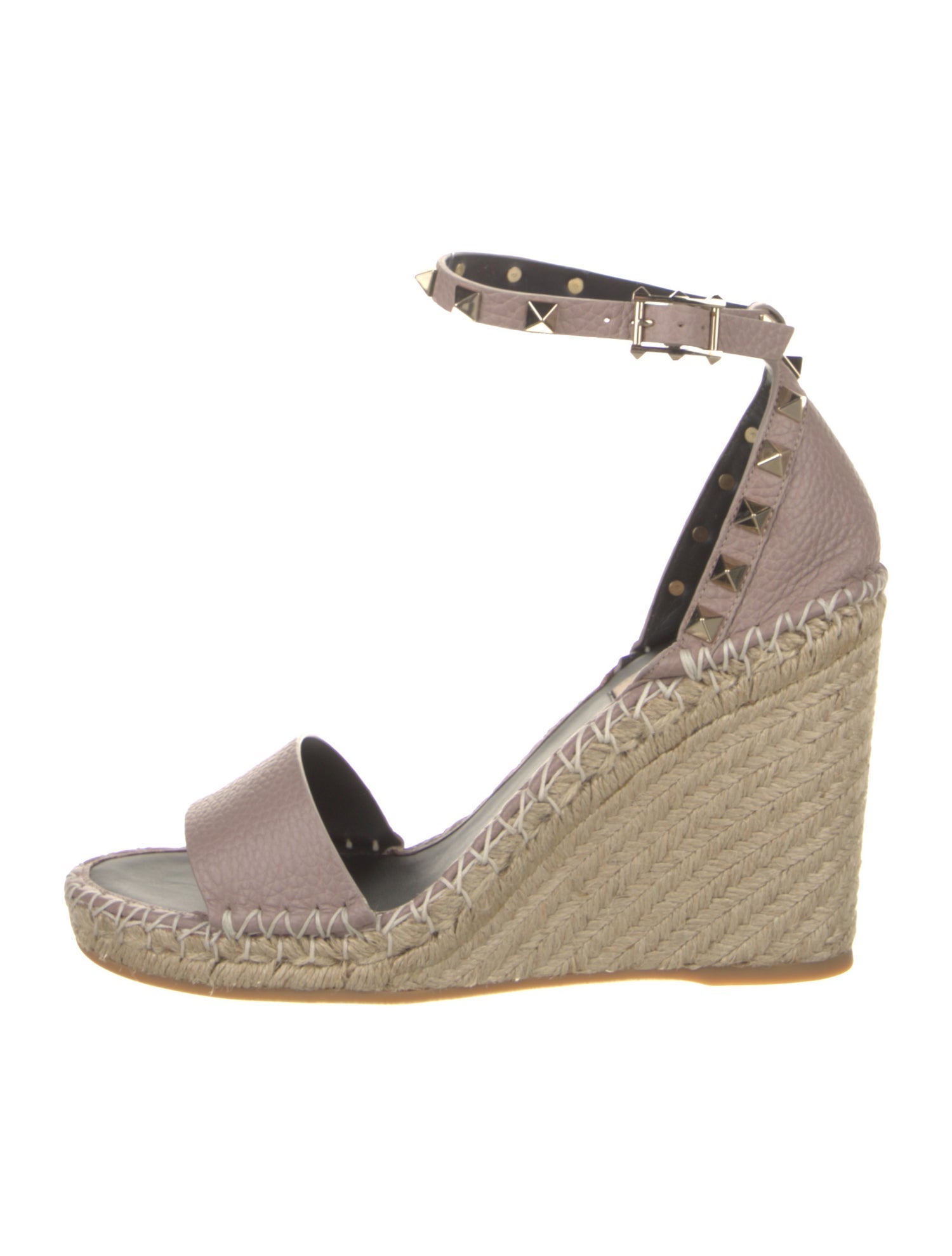 Valentino Leather Studded Accents Espadrilles