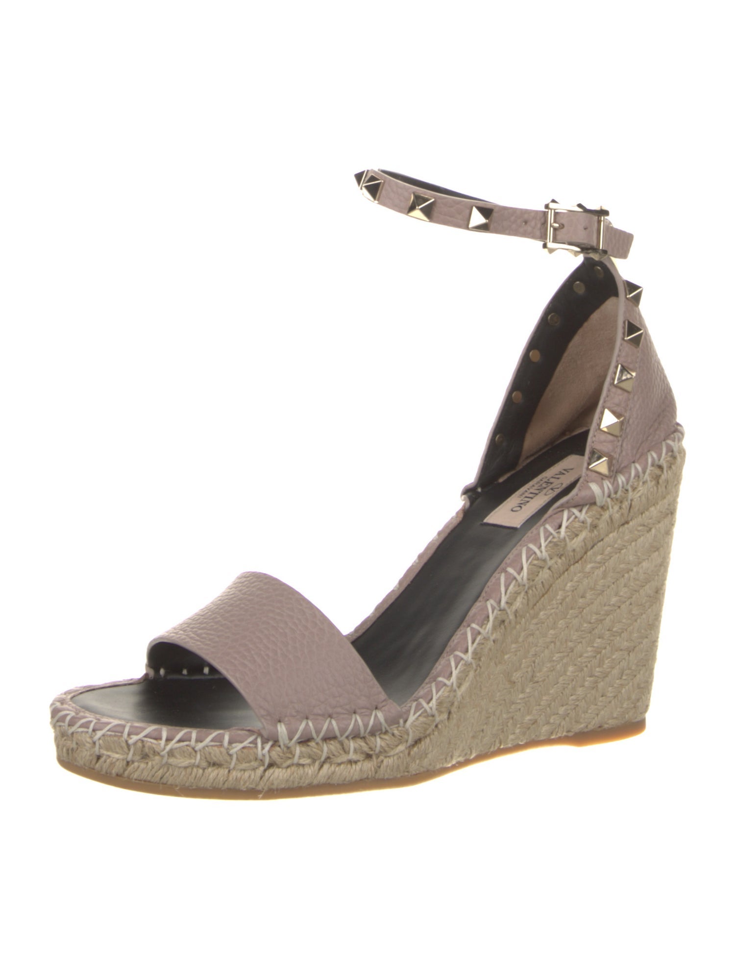 Valentino Leather Studded Accents Espadrilles