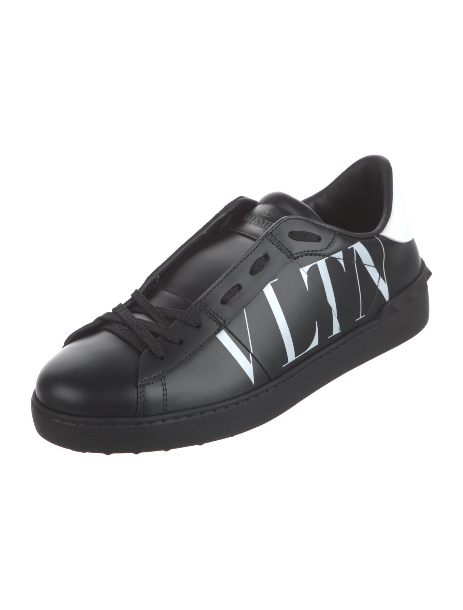Valentino Leather Graphic Print Sneakers