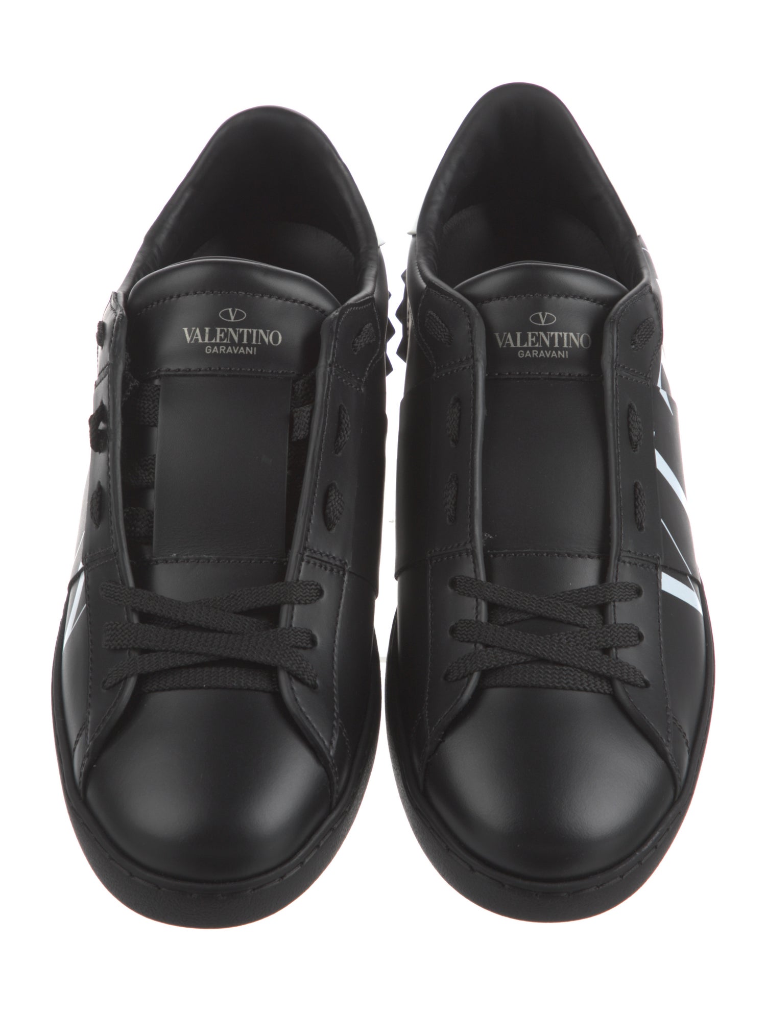 Valentino Leather Graphic Print Sneakers