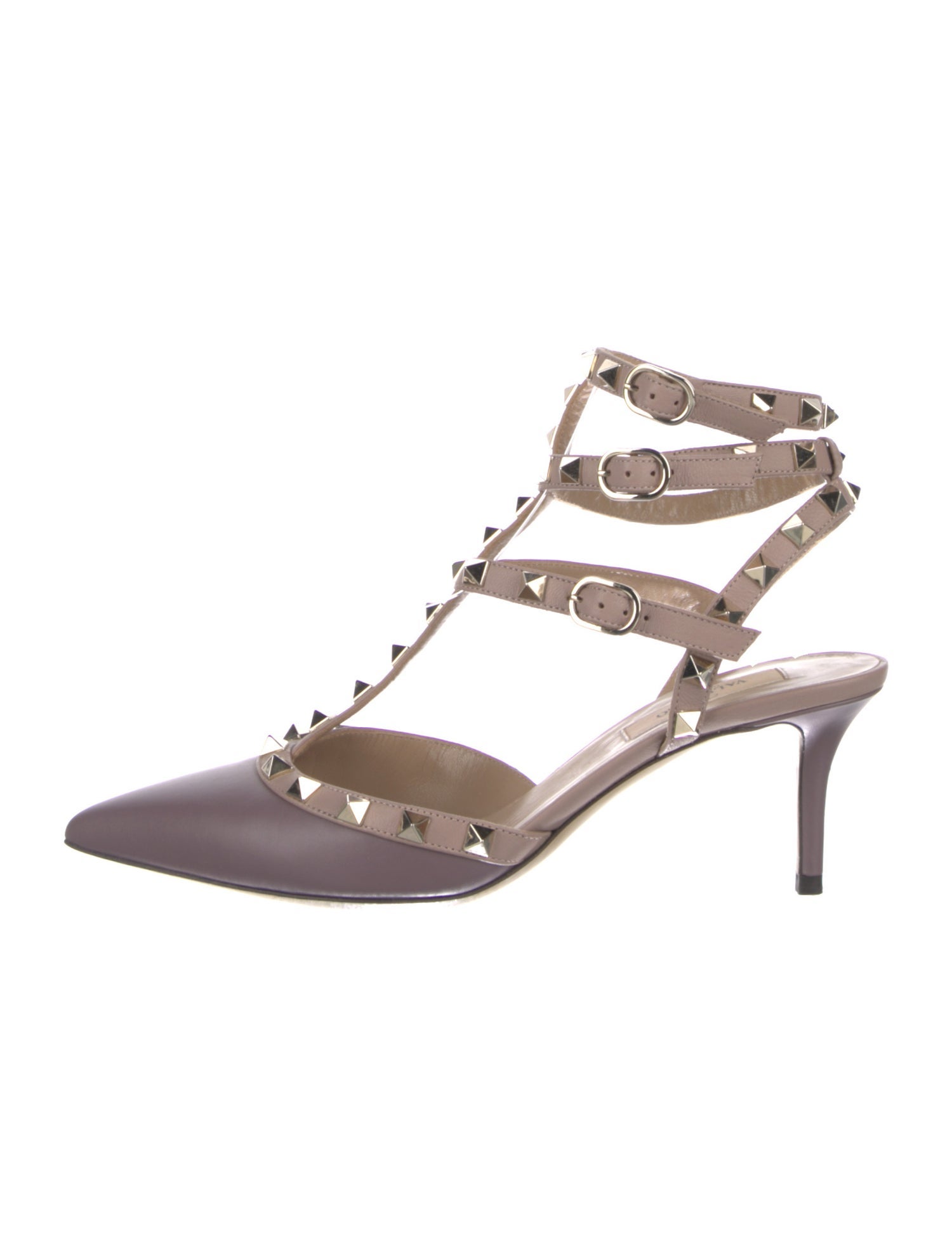 Valentino Rockstud Accents Leather T-Strap Pumps