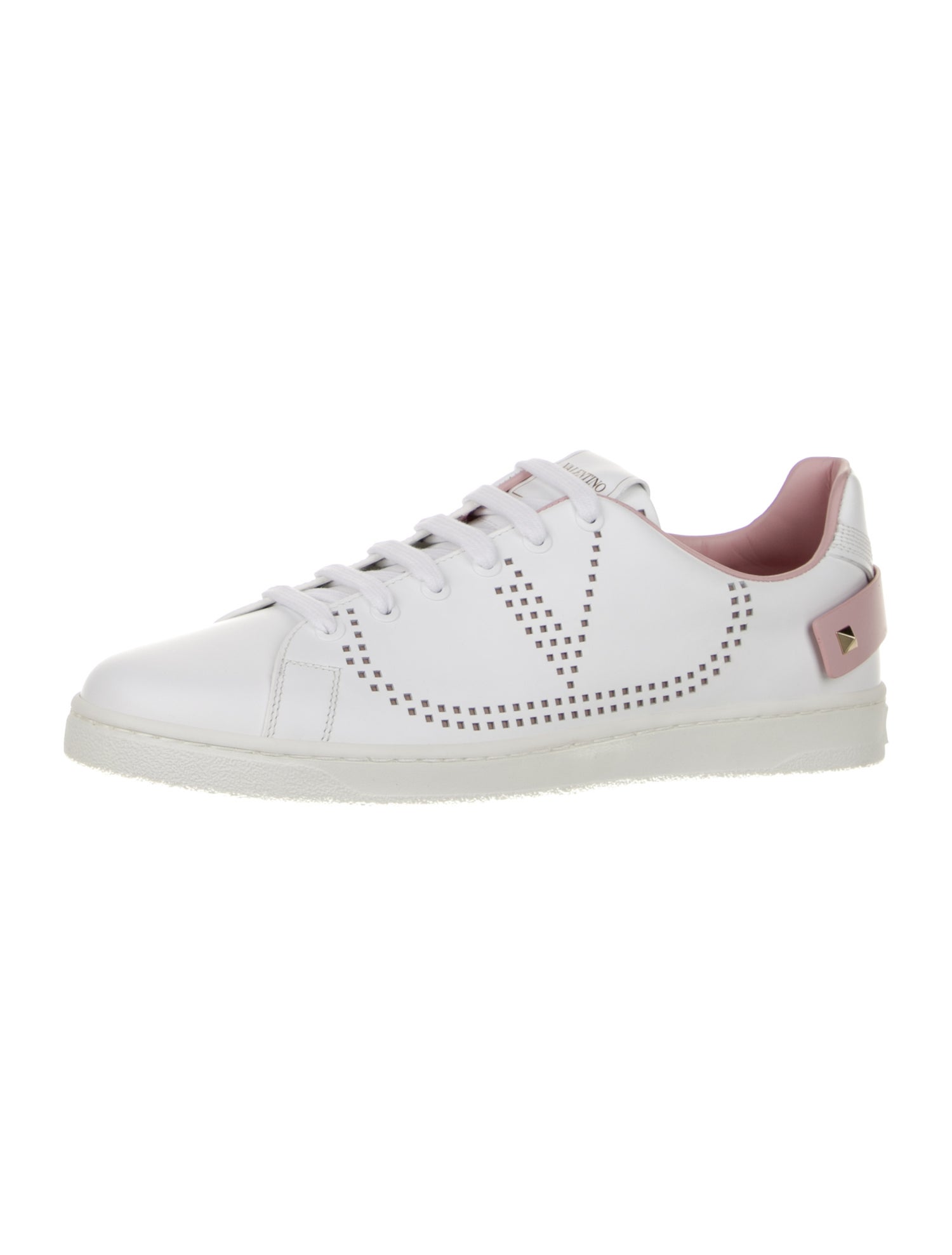 Valentino Leather Lasercut Accents Sneakers