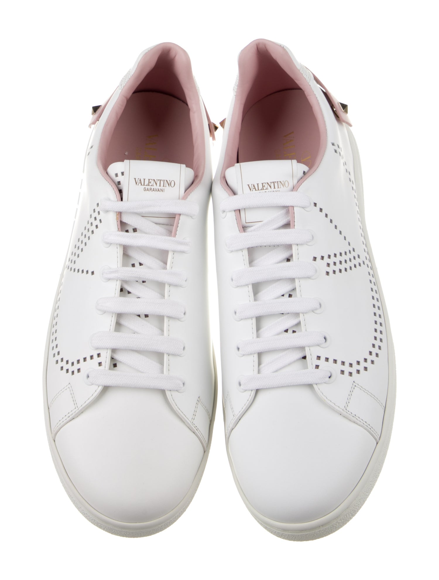 Valentino Leather Lasercut Accents Sneakers