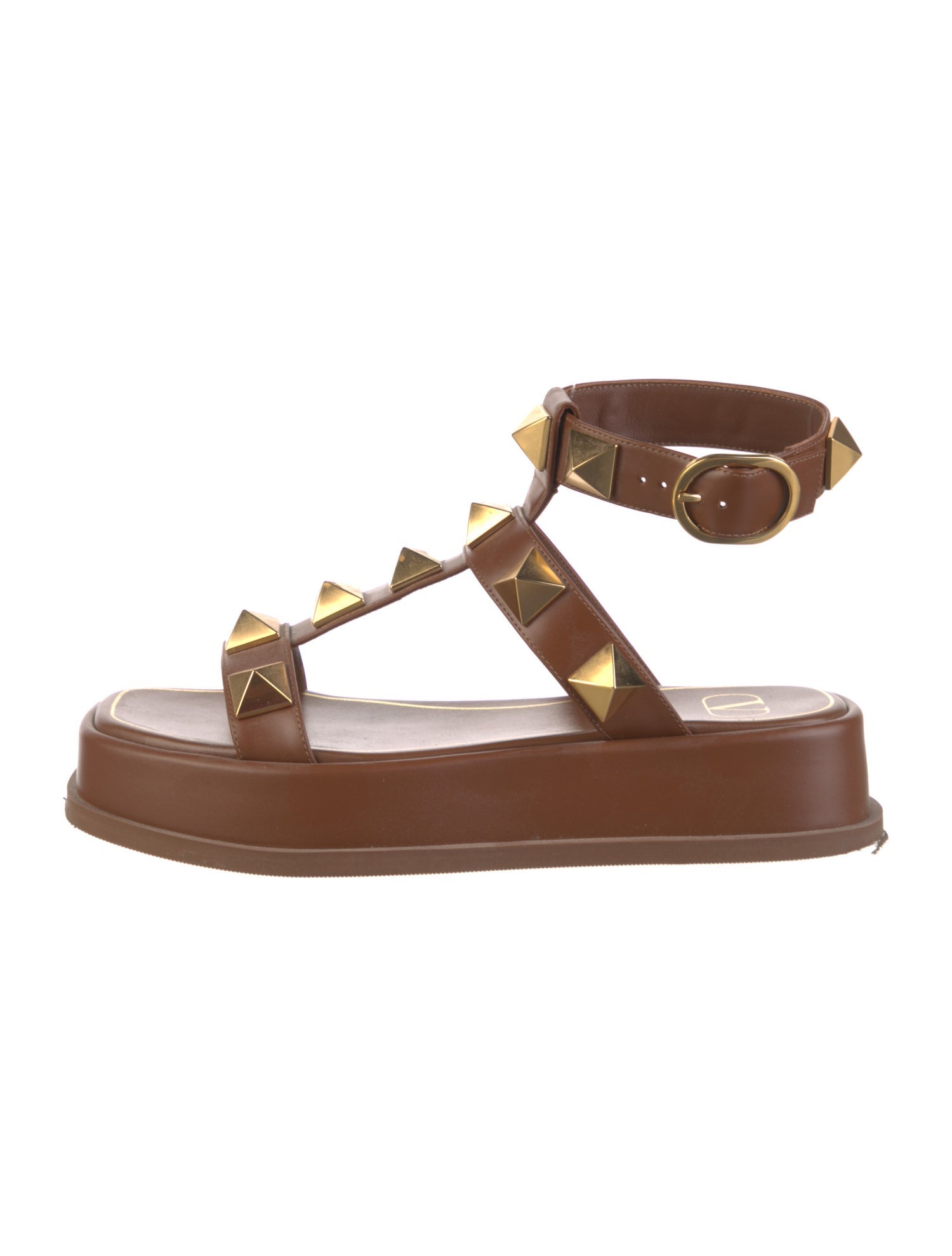 Valentino Rockstud Accents Leather Gladiator Sandals