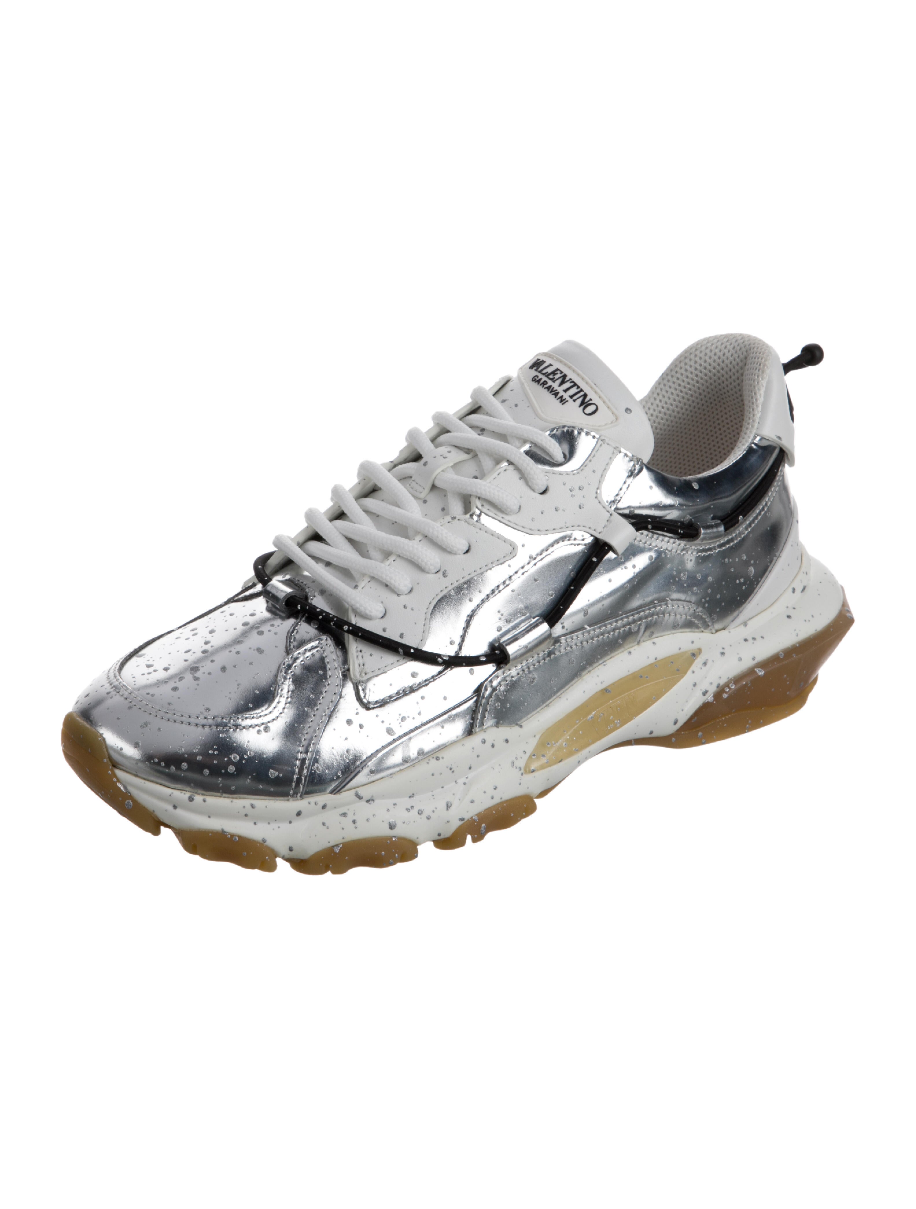 Valentino Leather Colorblock Pattern Sneakers