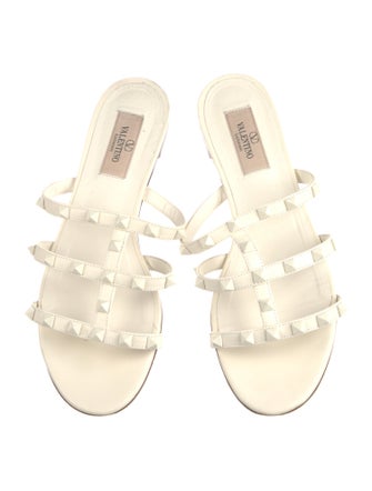Valentino Rockstud Accents Leather Slides