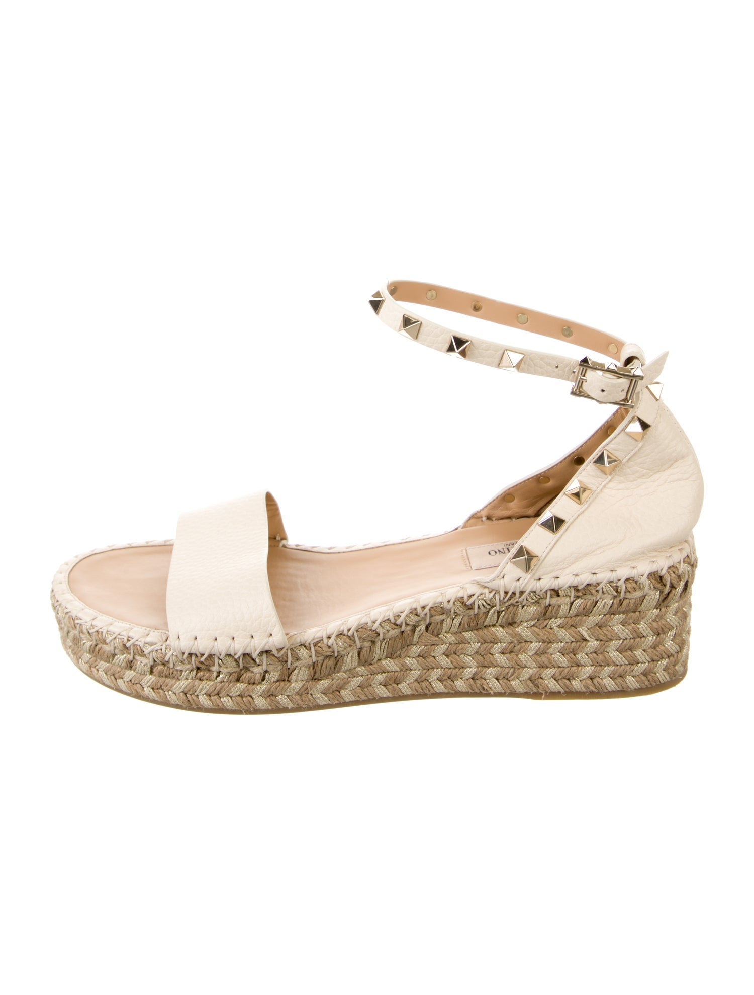 Valentino Rockstud Accents Leather Espadrilles
