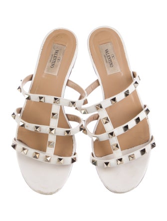Valentino Rockstud Accents Leather Slides
