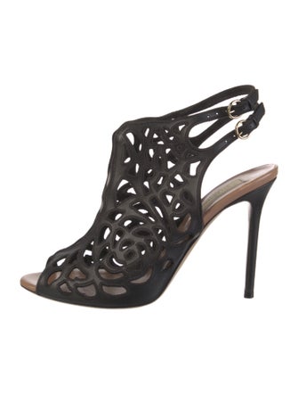 Valentino Leather Cutout Accent Slingback Pumps