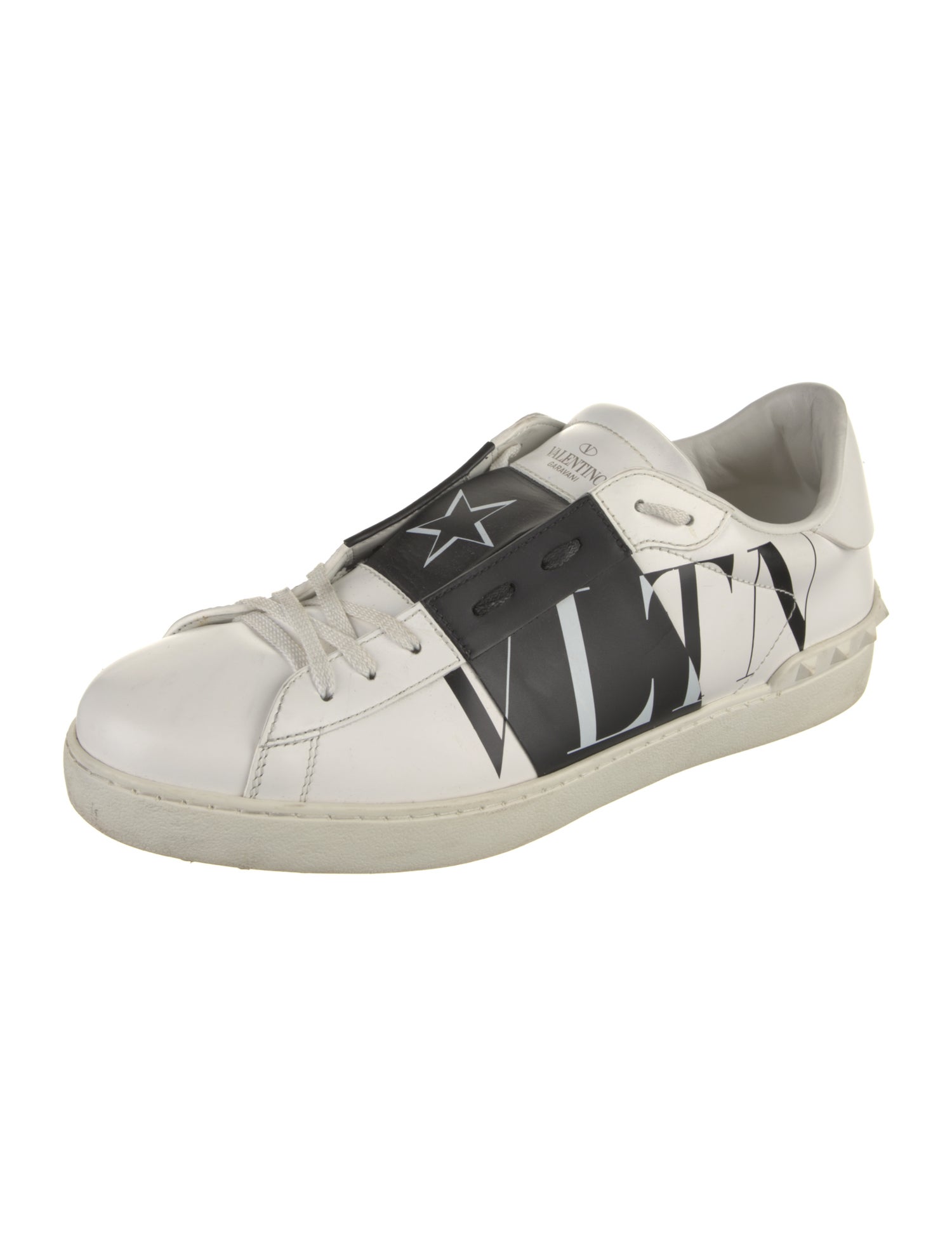 Valentino Rockstud Accents Leather Sneakers