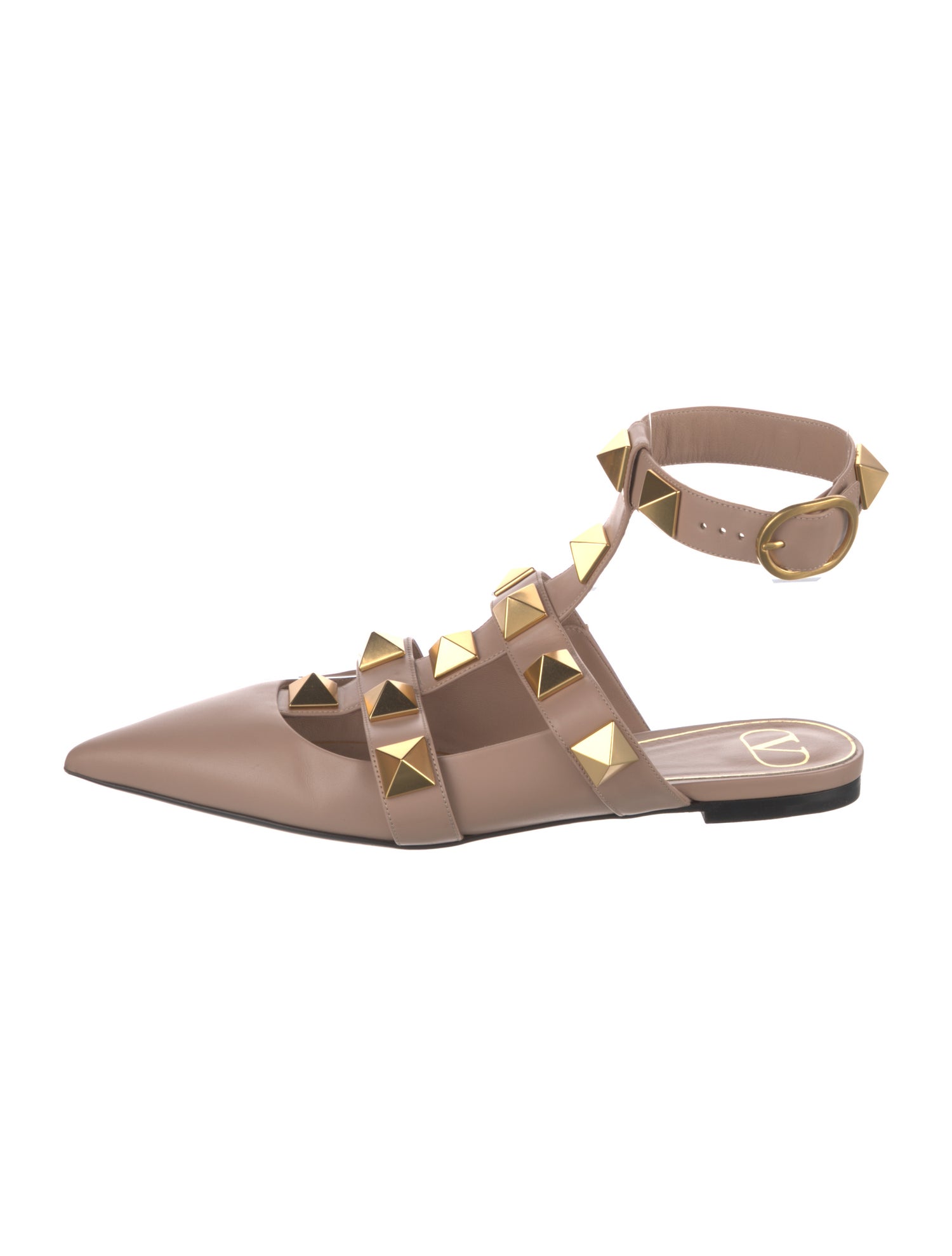 Valentino Rockstud Accents Leather Flats